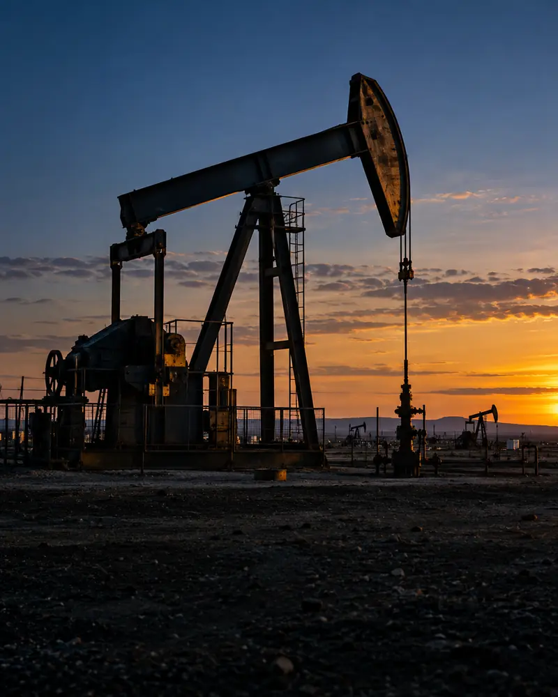 Oil pumpjack in evening light