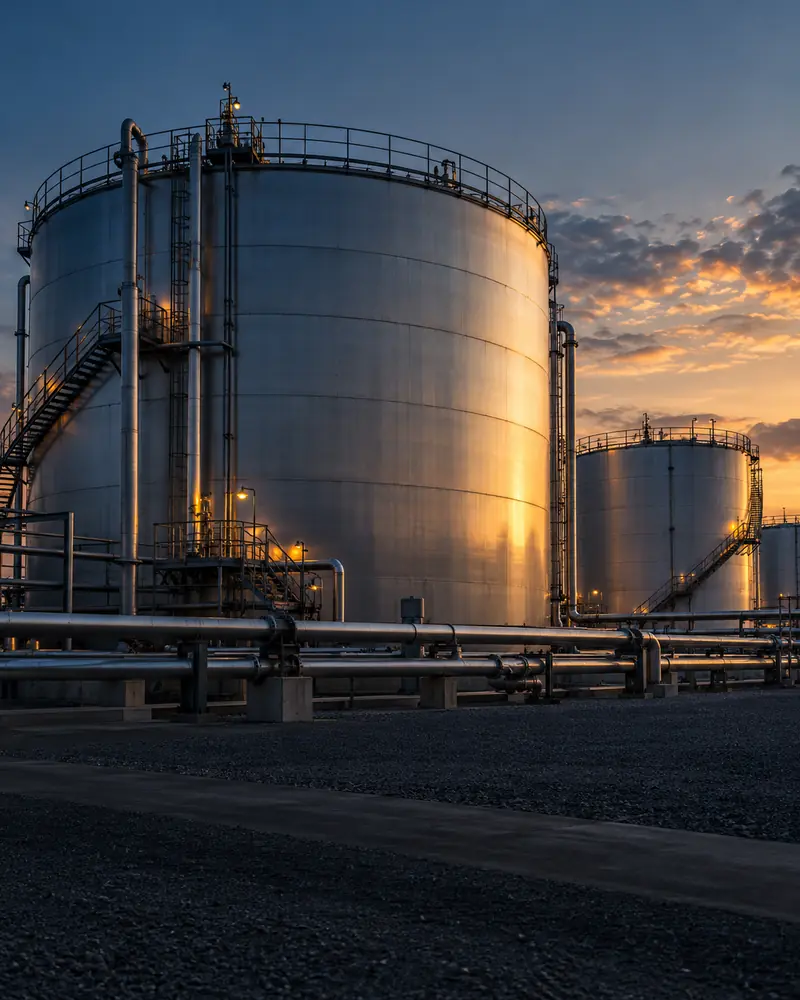 Tank farm in evening light